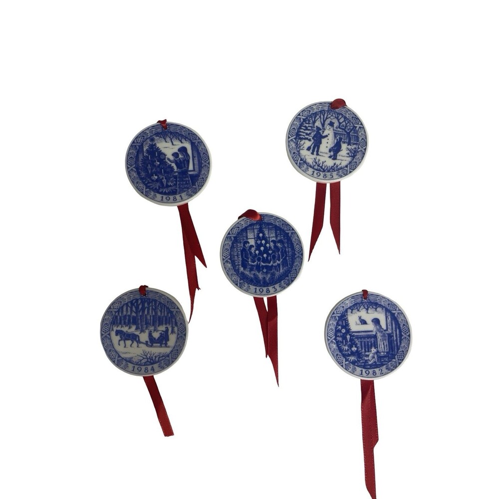 Royal Copenhagen Mini Christmas Ornaments 1981-1985 Set of 5 Porcelain Denmark